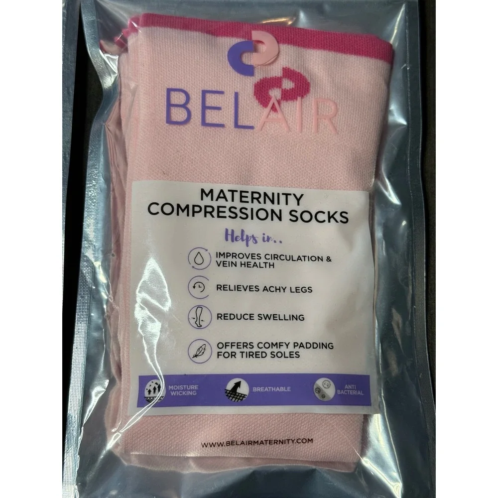 2 Pair of Bel Air Maternity Compression Socks Swelling Relief Comfy Padded Small